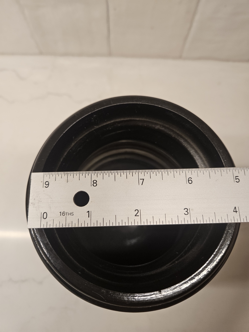 Black Ribbed Glass Vase - Picture 5 of 5